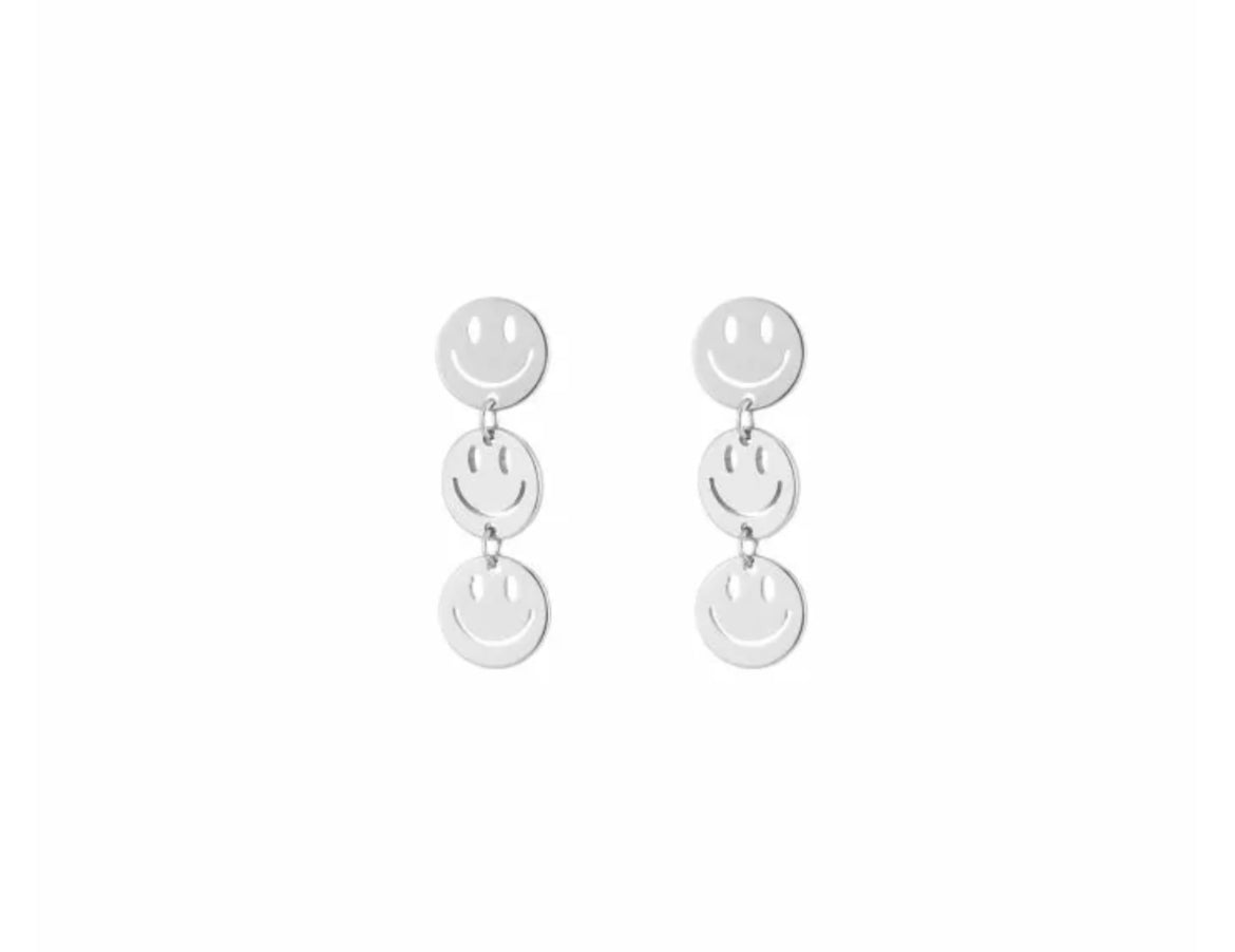 Oorbellen met smileys zilver