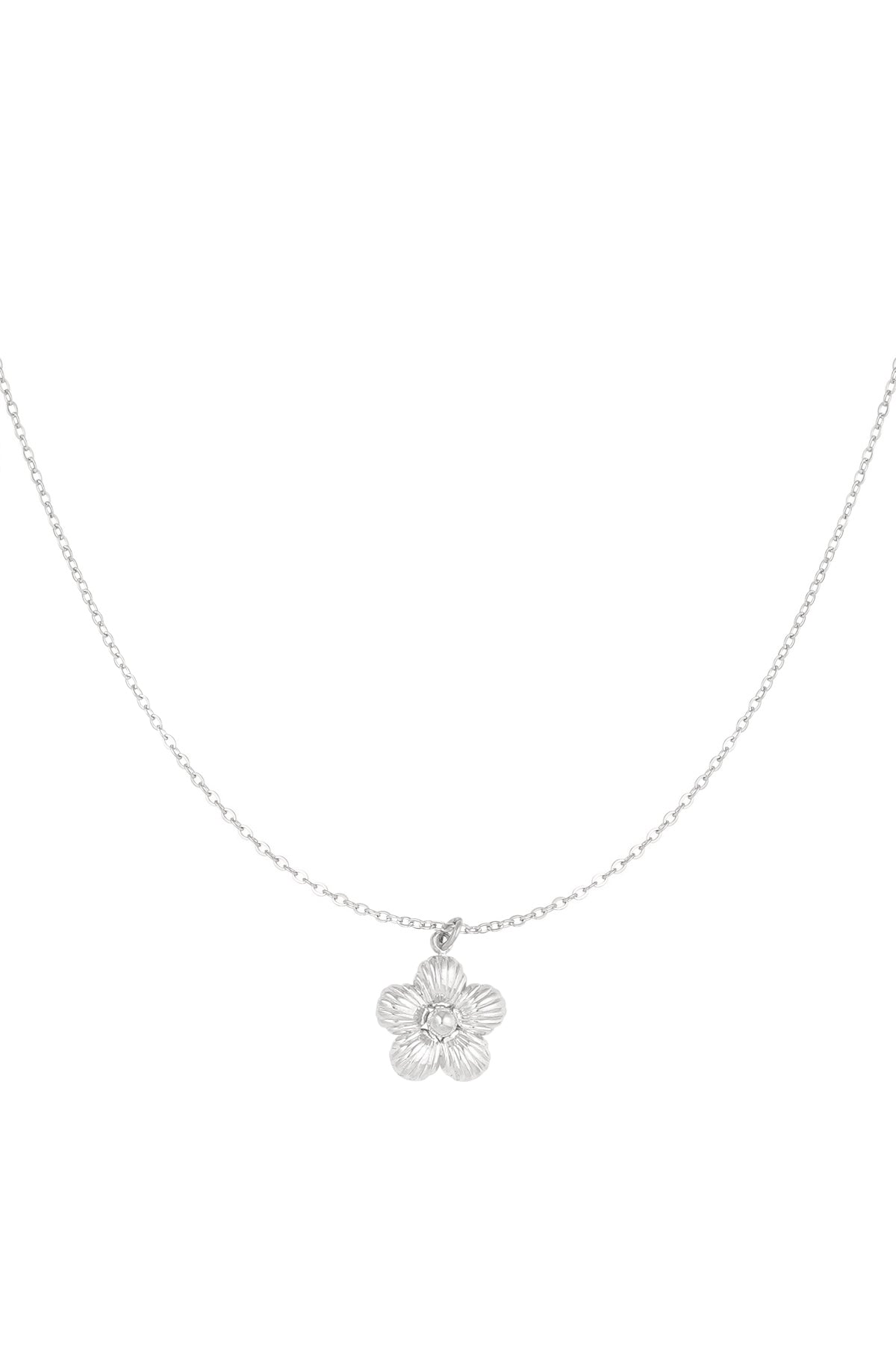 Ketting met bloem zilver