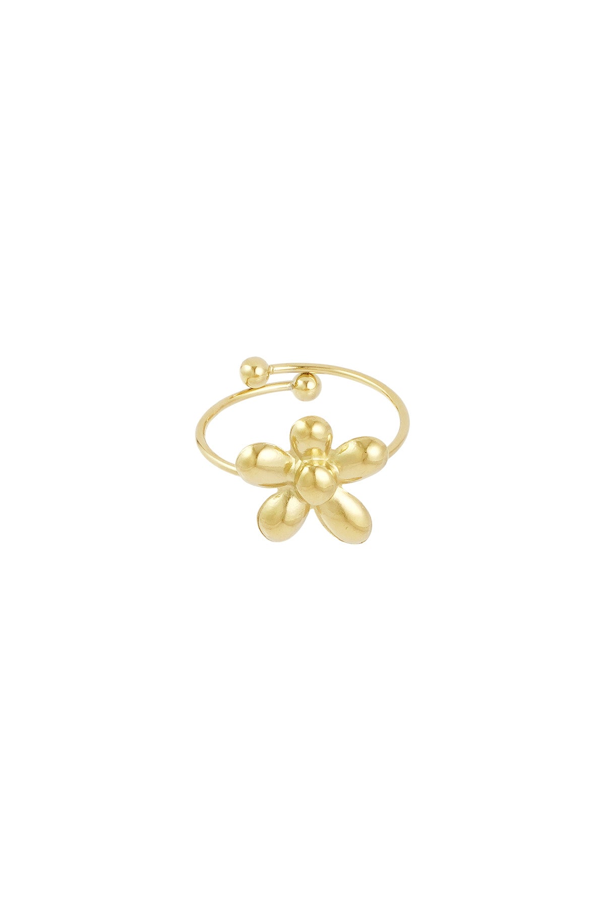 Ring met puffy bloem goud