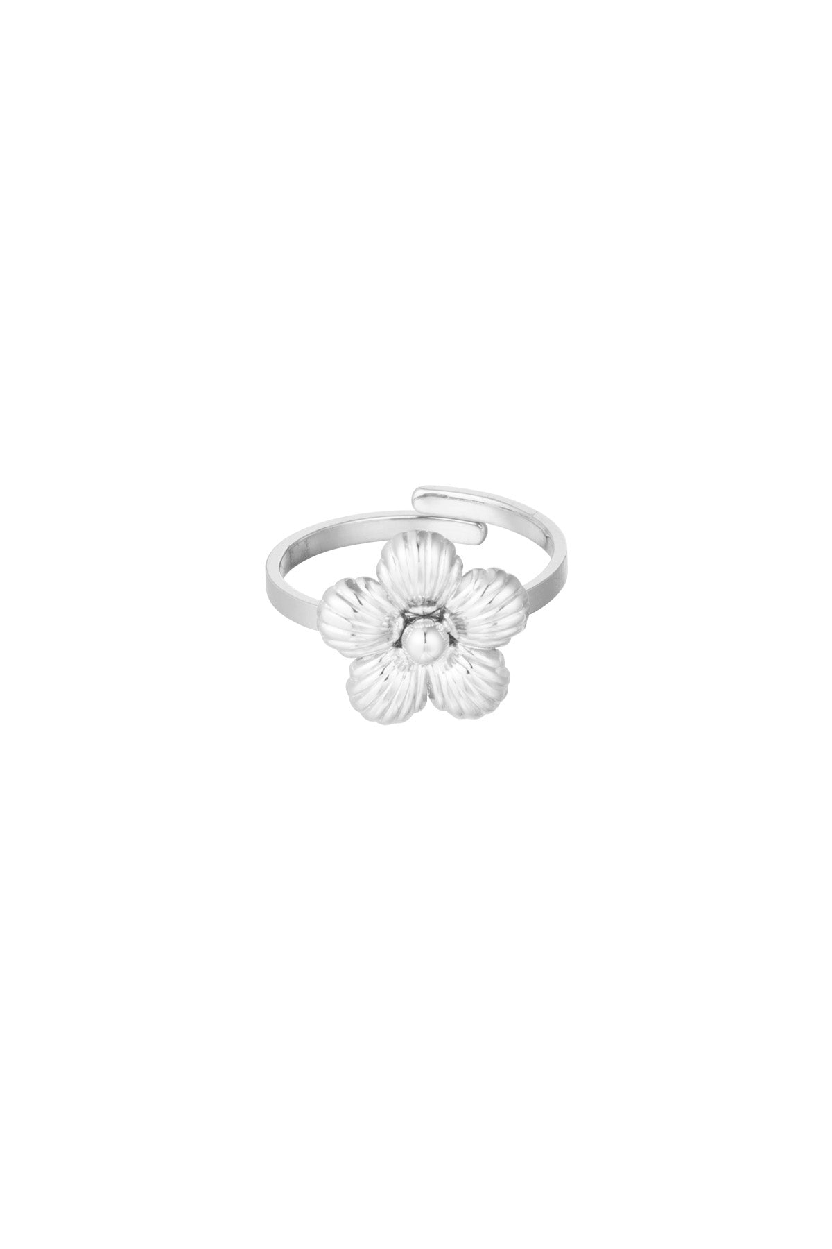 Ring met bloem zilver
