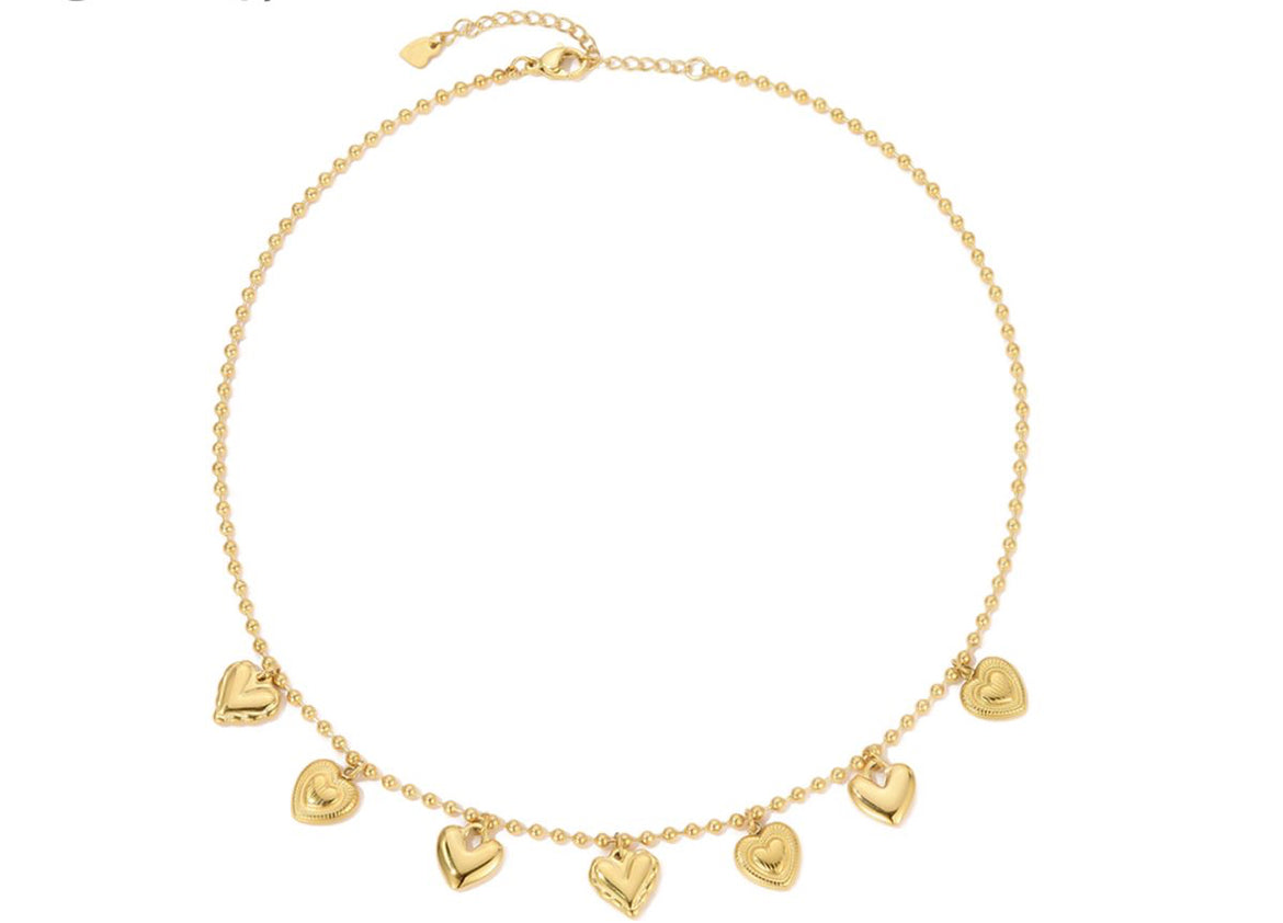 Ketting met hartjes en bolletjes chain goud