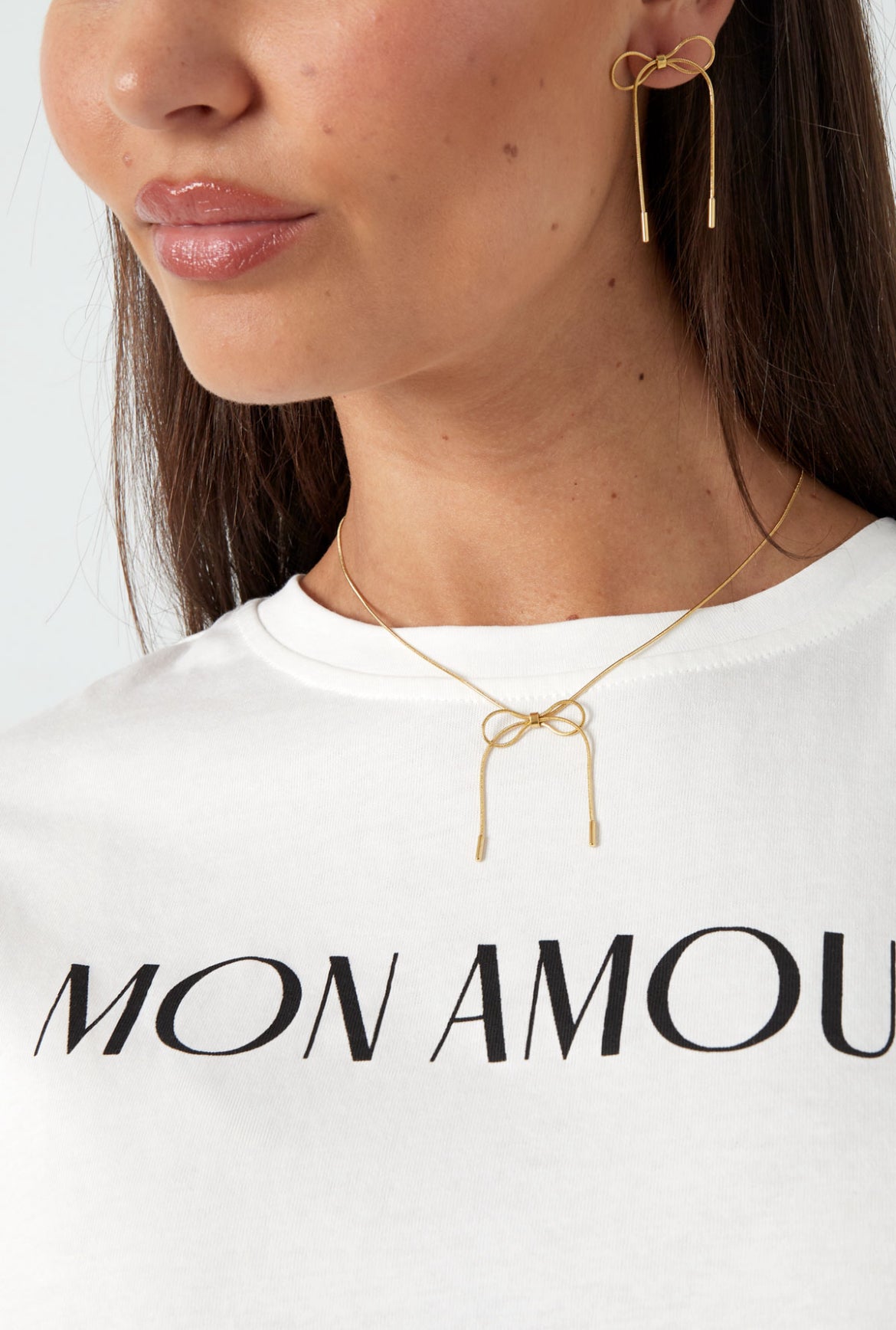 Ketting met plat strikje goud