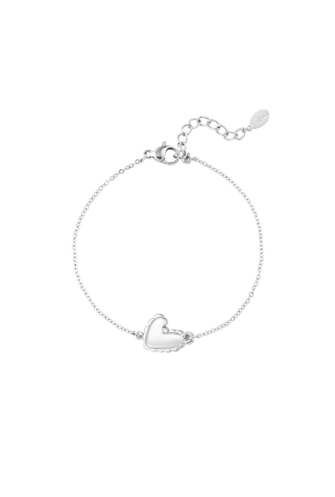 Armband met klassiek hartje zilver