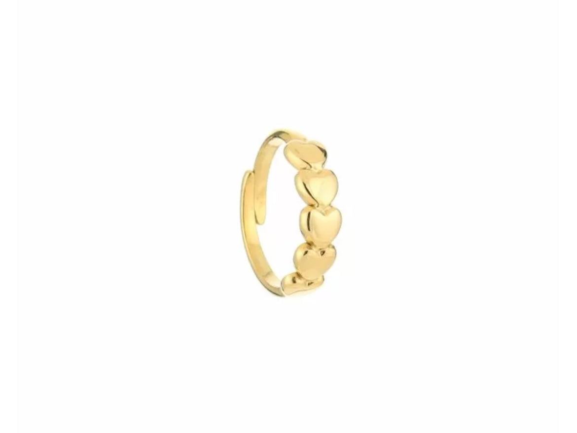 Ring lovely hearts goud