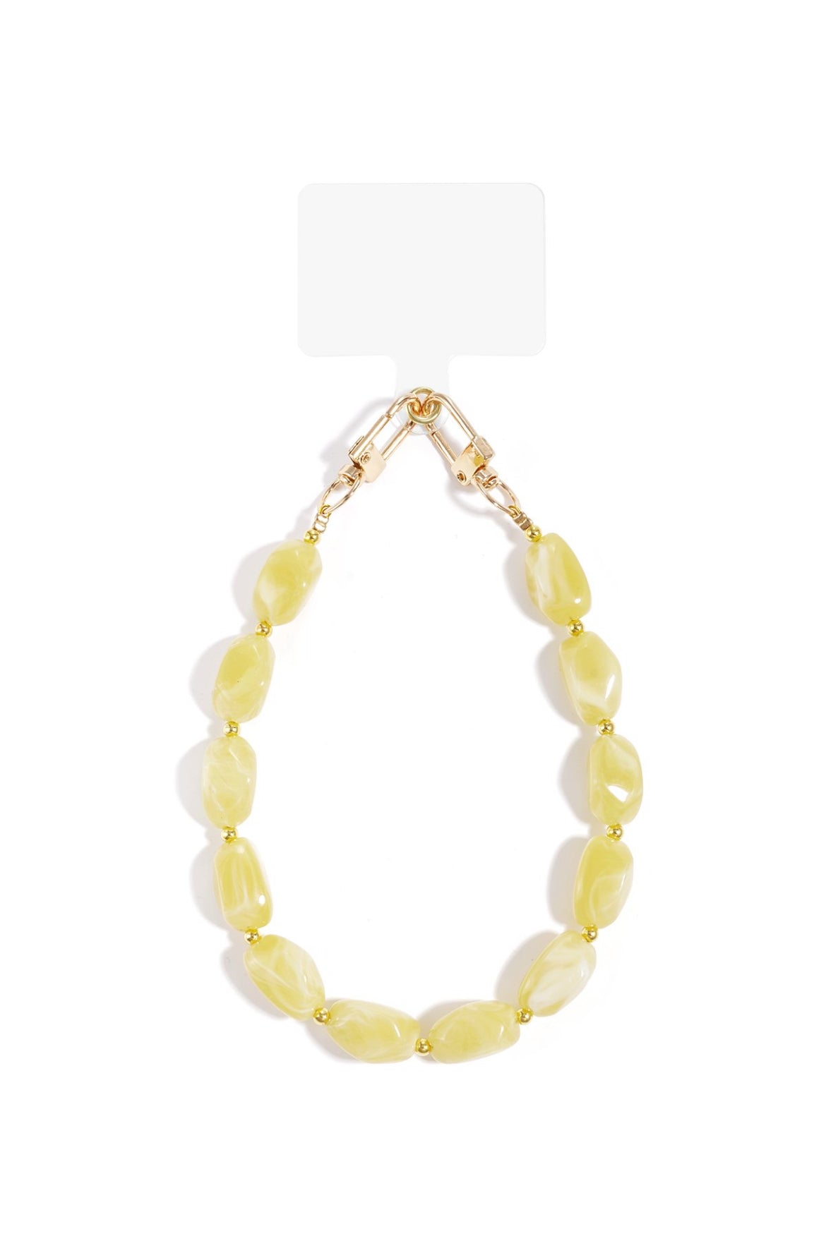 Telefoonkoord met kralen geel