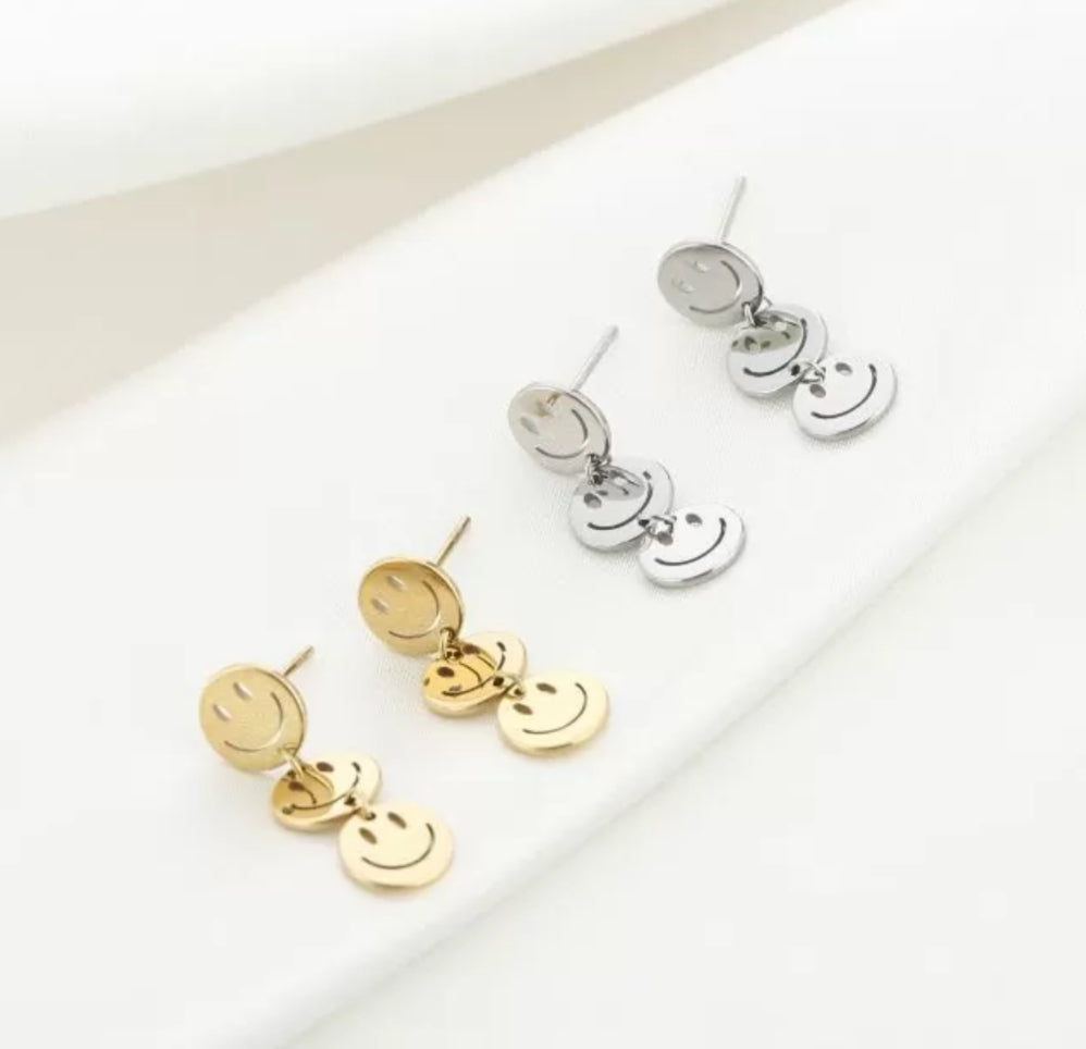 Oorbellen met smileys goud