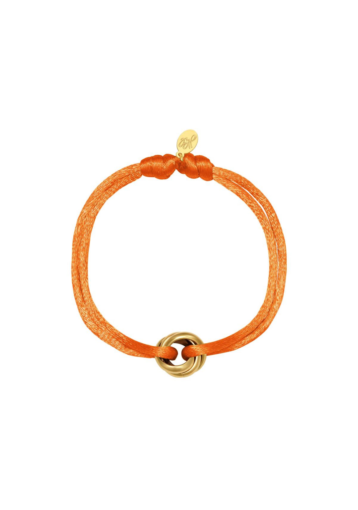 Satijnen armband knoop oranje