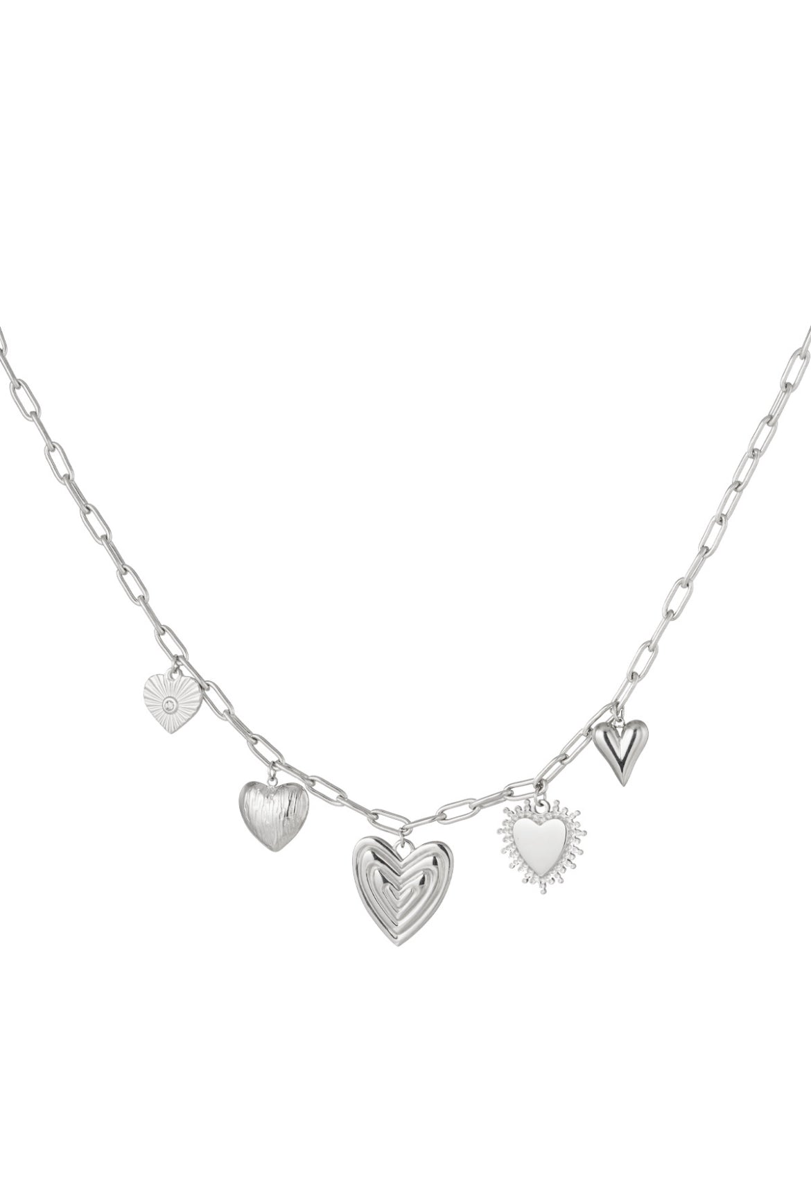 Bedel ketting met hartjes bedels zilver
