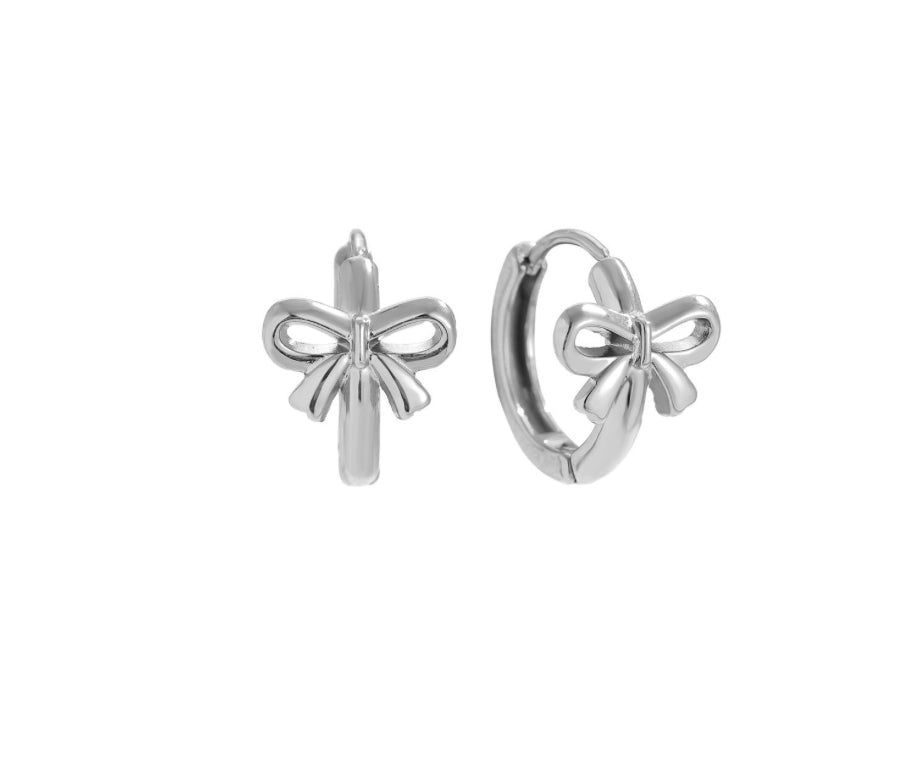 Mini Hoops met strikje zilver