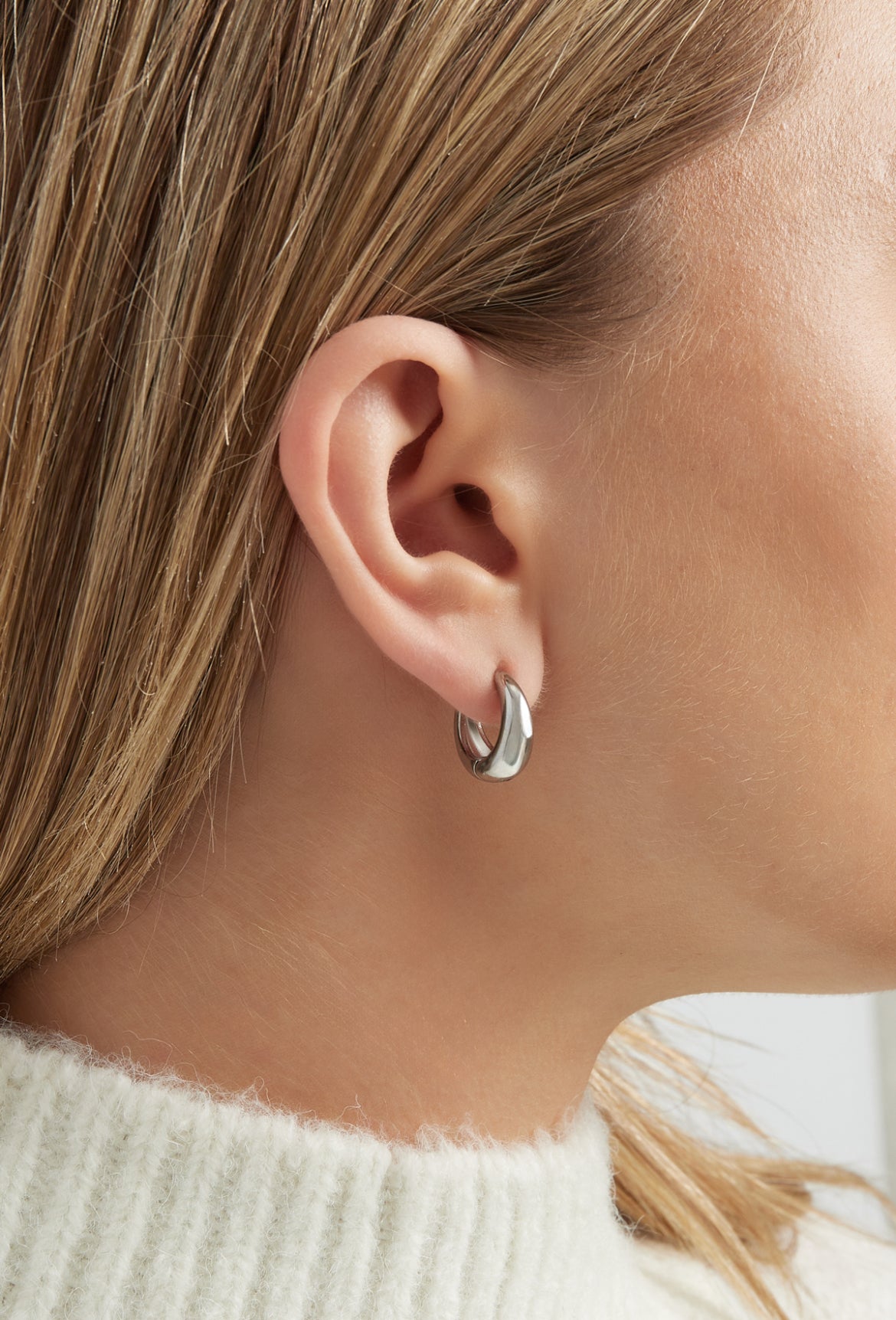 Oorbellen basic hoops rond zilver