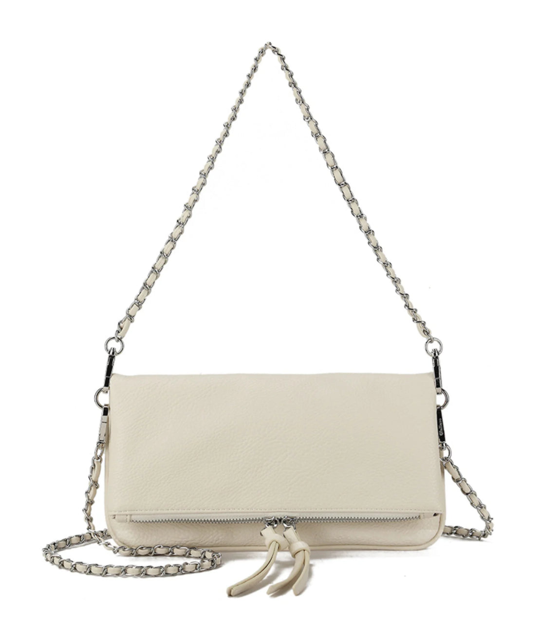 Schouder tas met klep beige