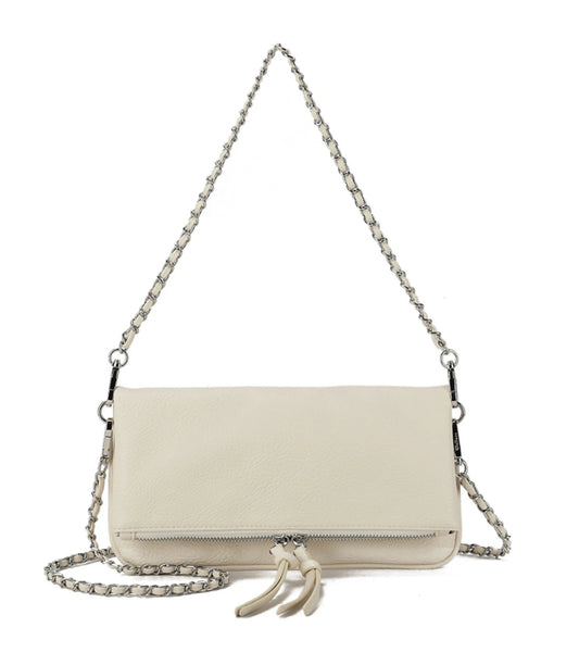 Schouder tas met klep beige