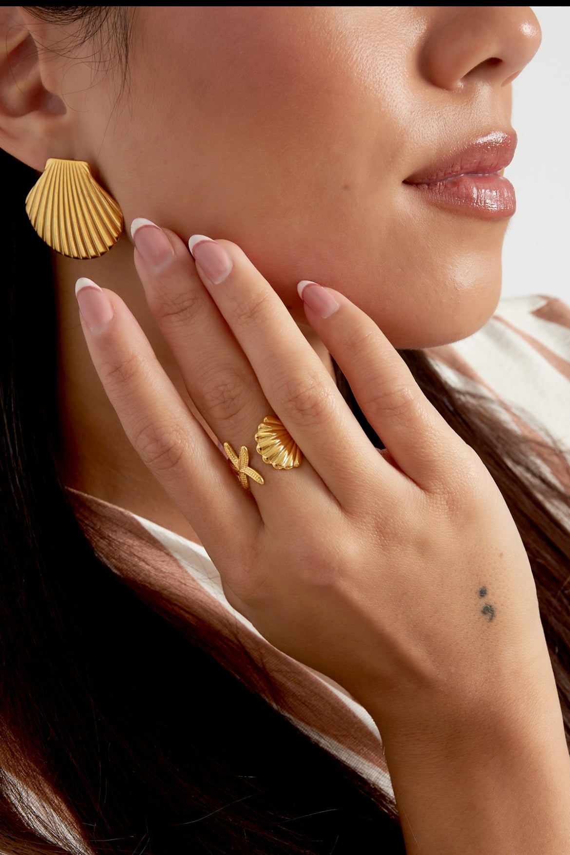 Ring met zeester & schelp zilver