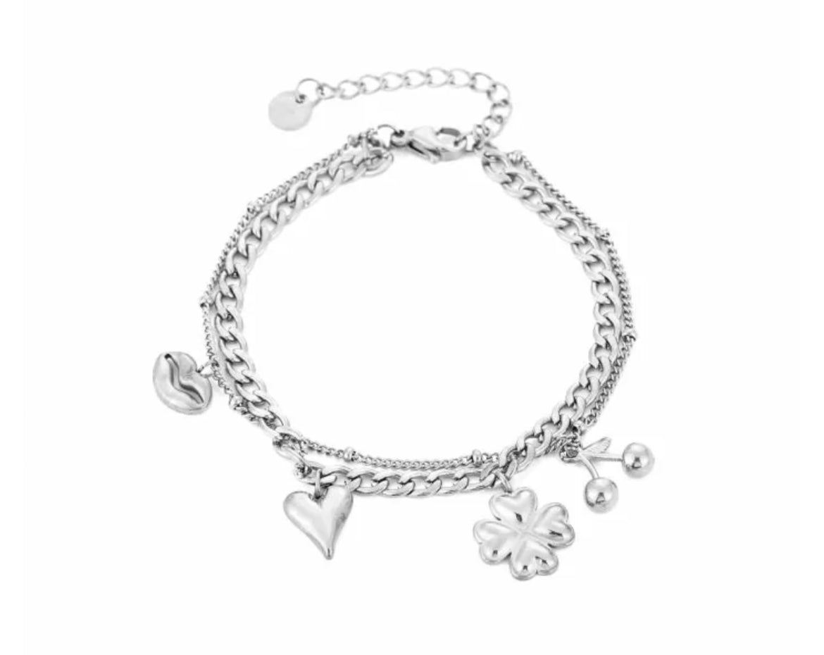 Bedel armband met trending bedels zilver