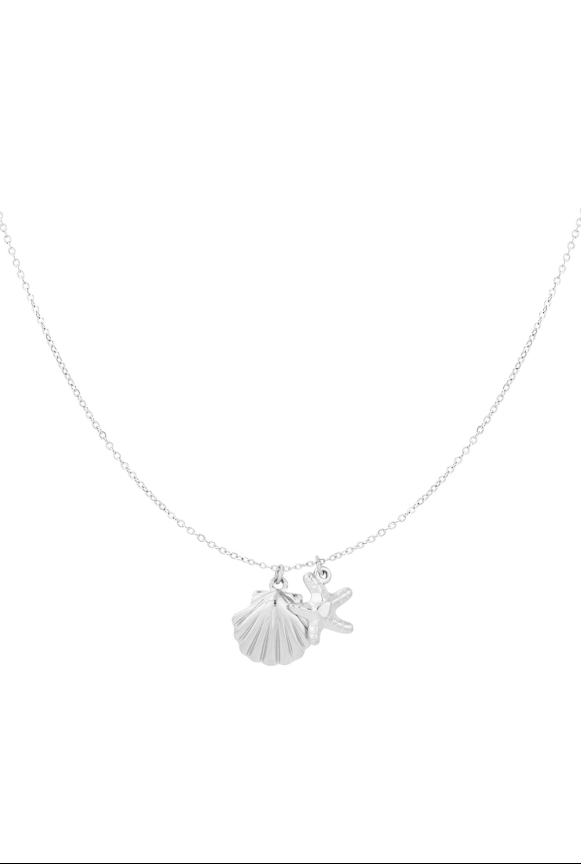Ketting schelp en zeester bedel zilver