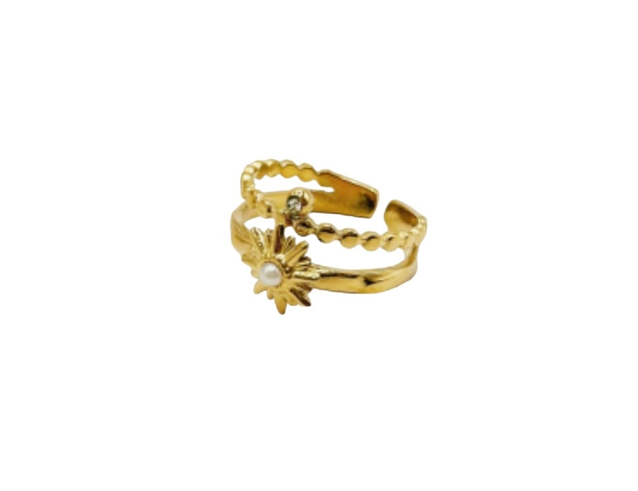 Ring dubbel met ster goud