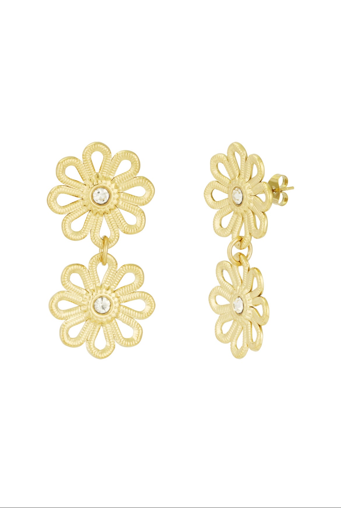Oorbellen bloemen goud