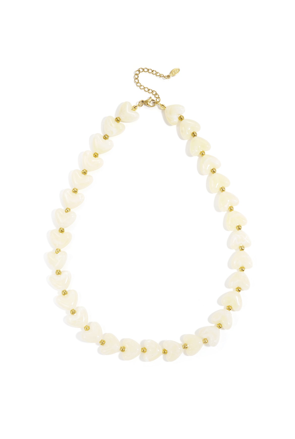Hartjes kralen ketting wit