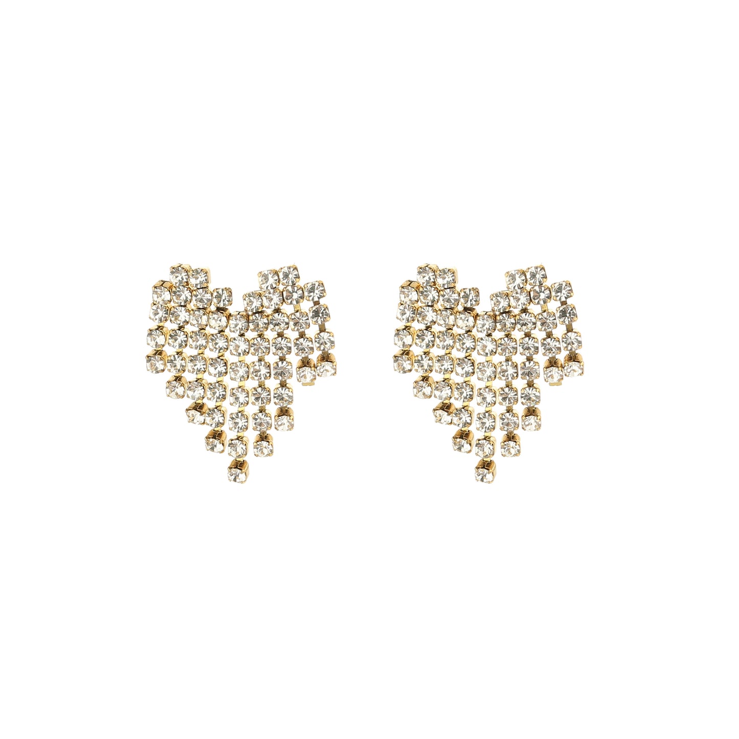 oorbellen strass heart goud