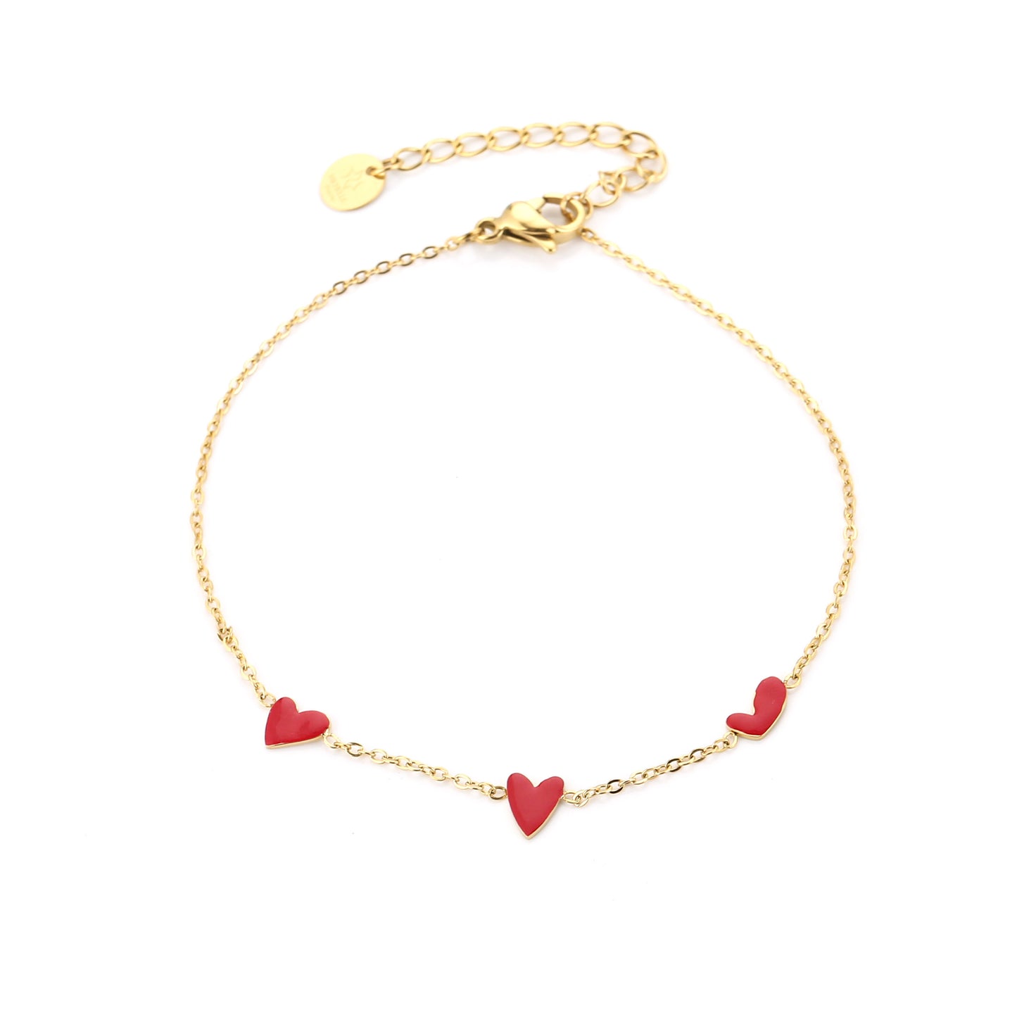 Armband Hartjes rood met goud