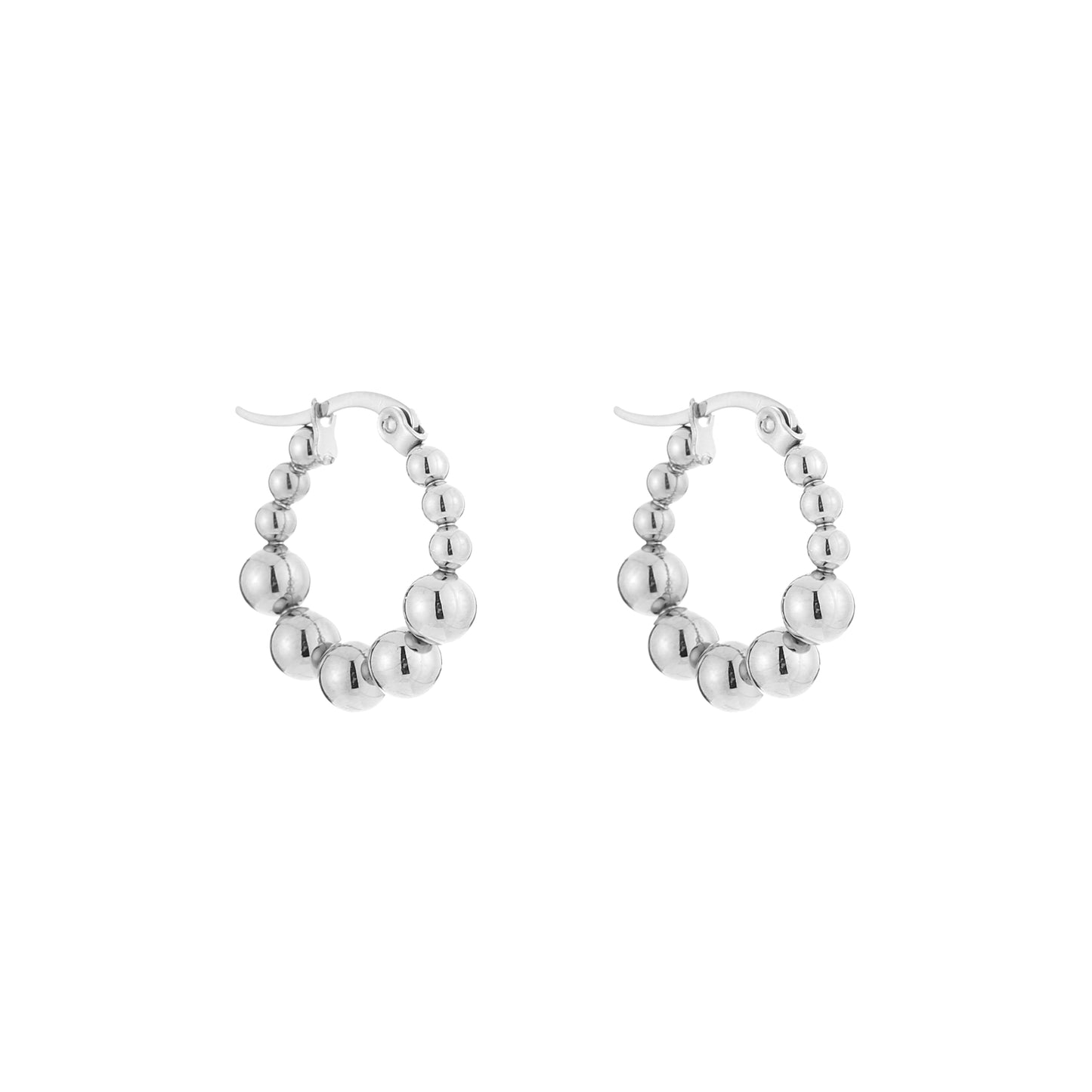 Oorbellen met bolletjes hoops zilver