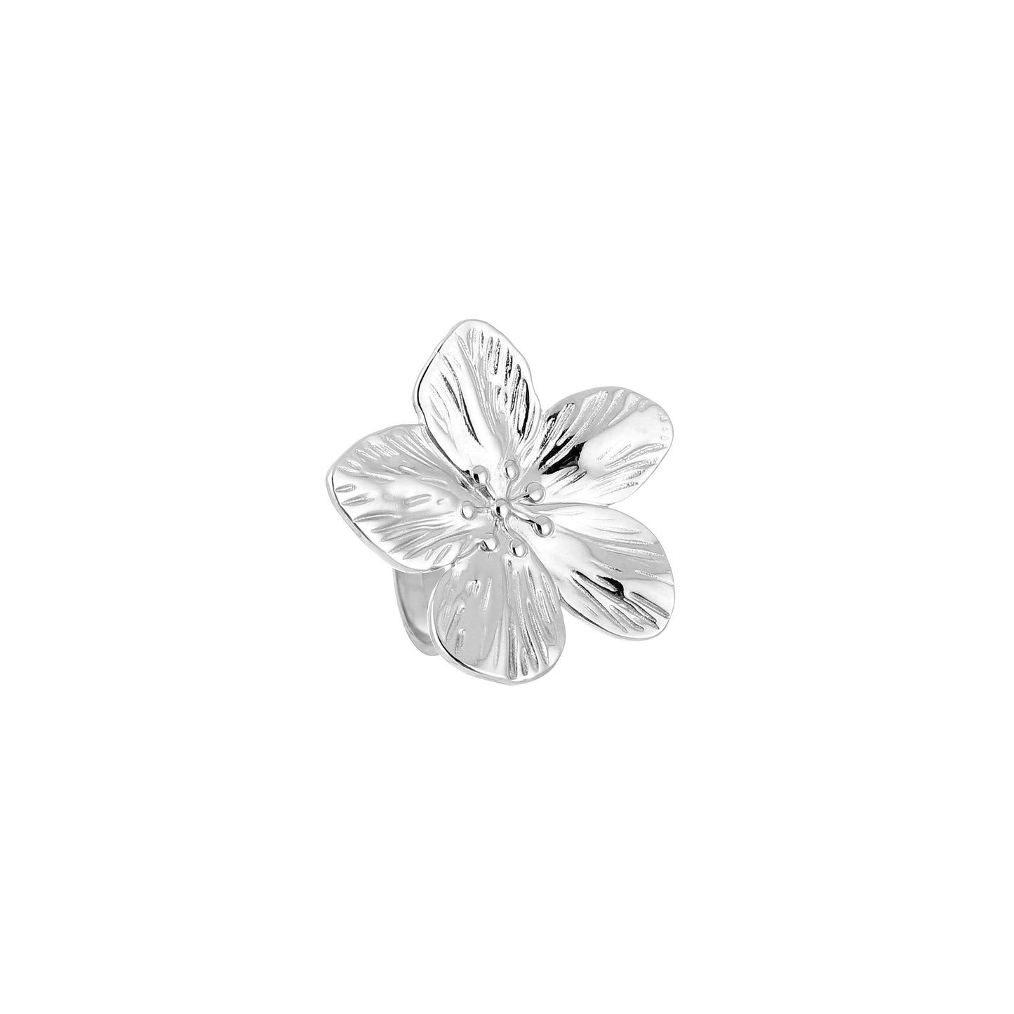 Ring met xl bloem zilver