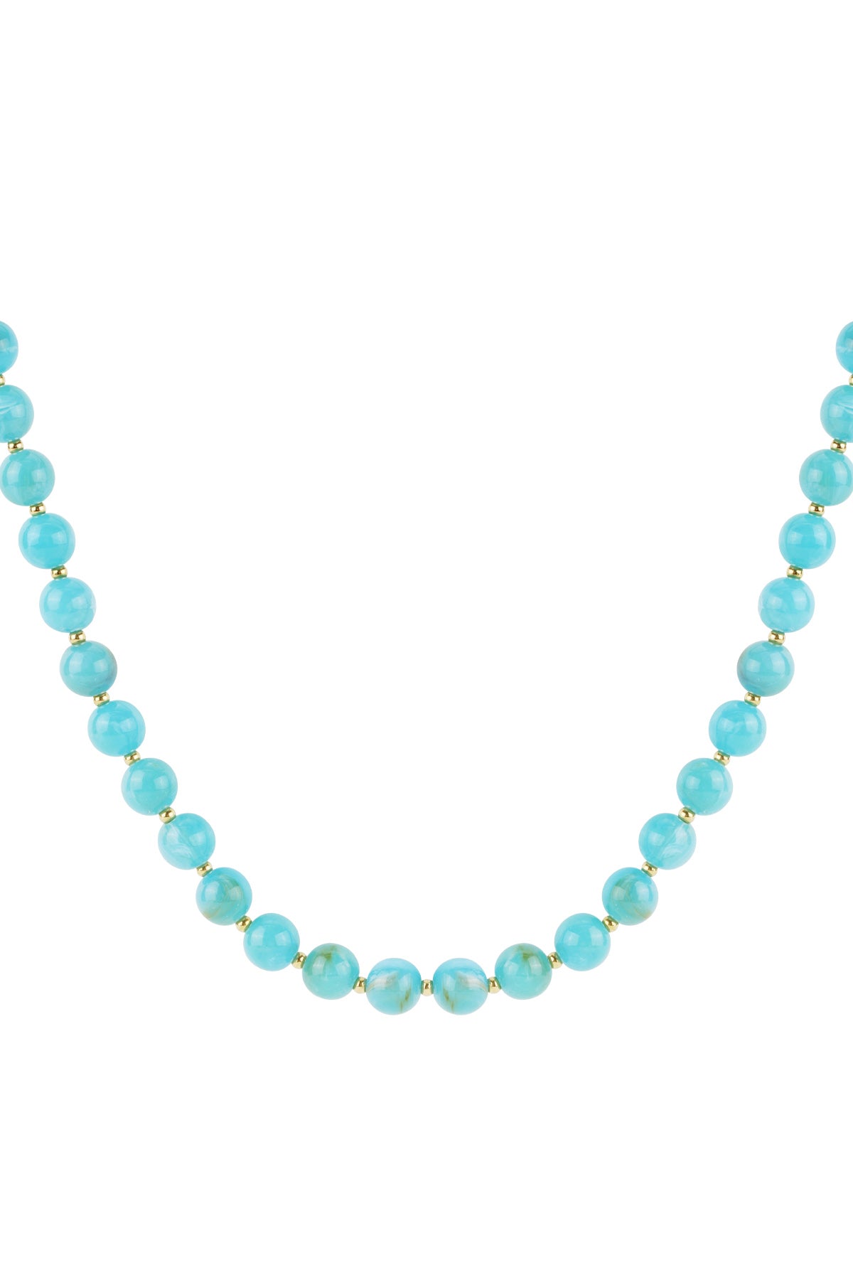 Kralen ketting met blauwen kralen goud