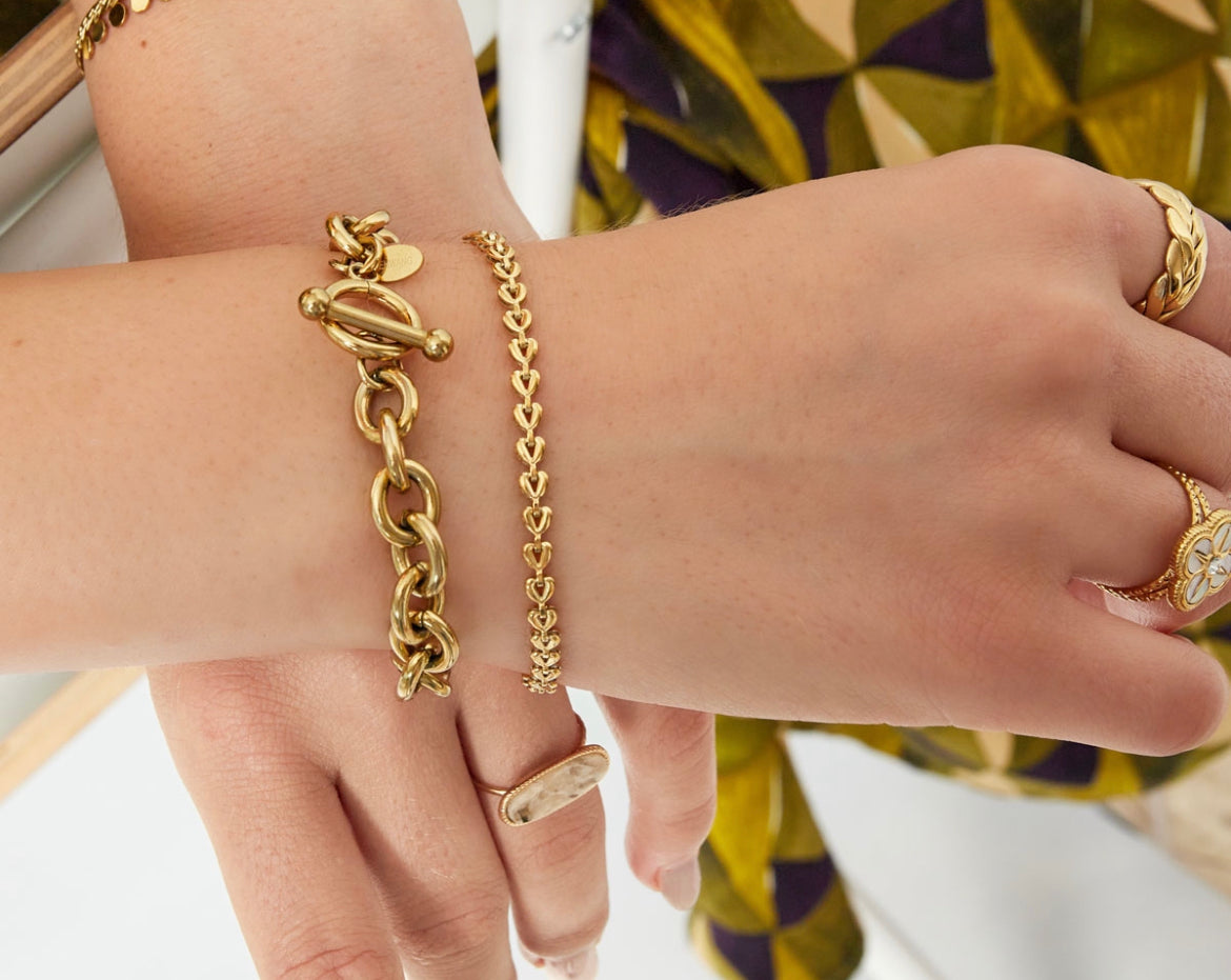 Armband met hartjes chain goud