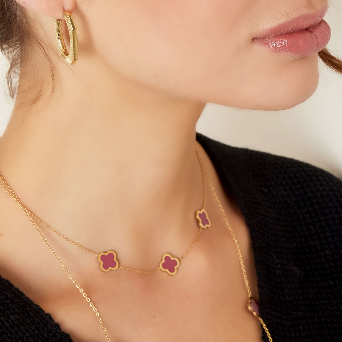 Ketting Klaver oranje met goud