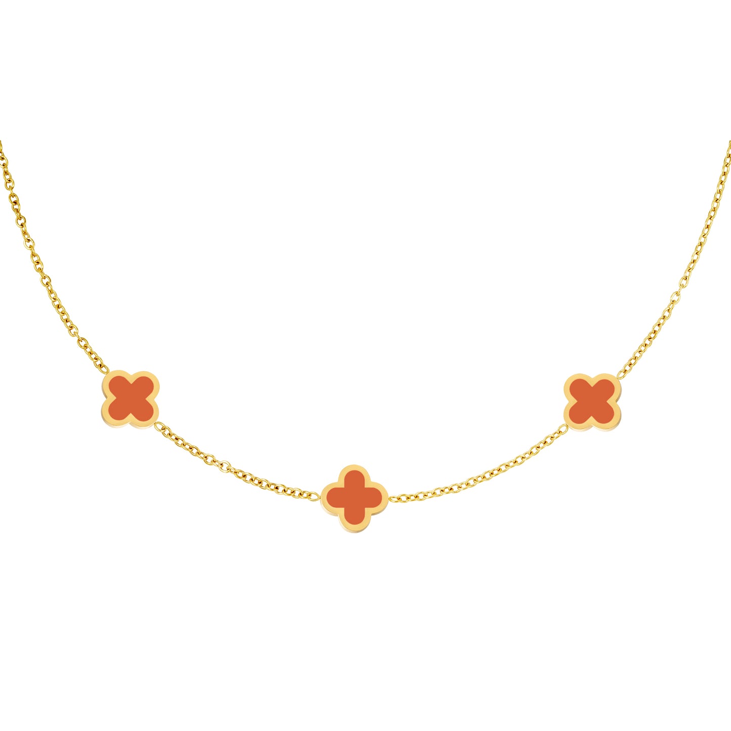 Ketting Klaver oranje met goud