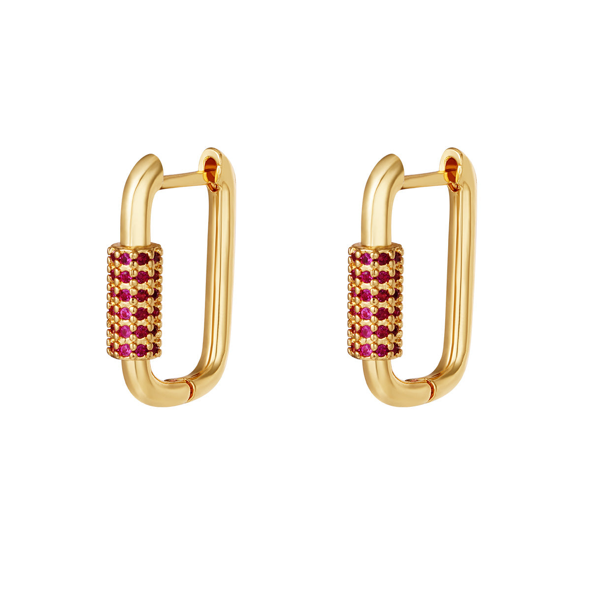 Oorbellen Traingle roze Goud