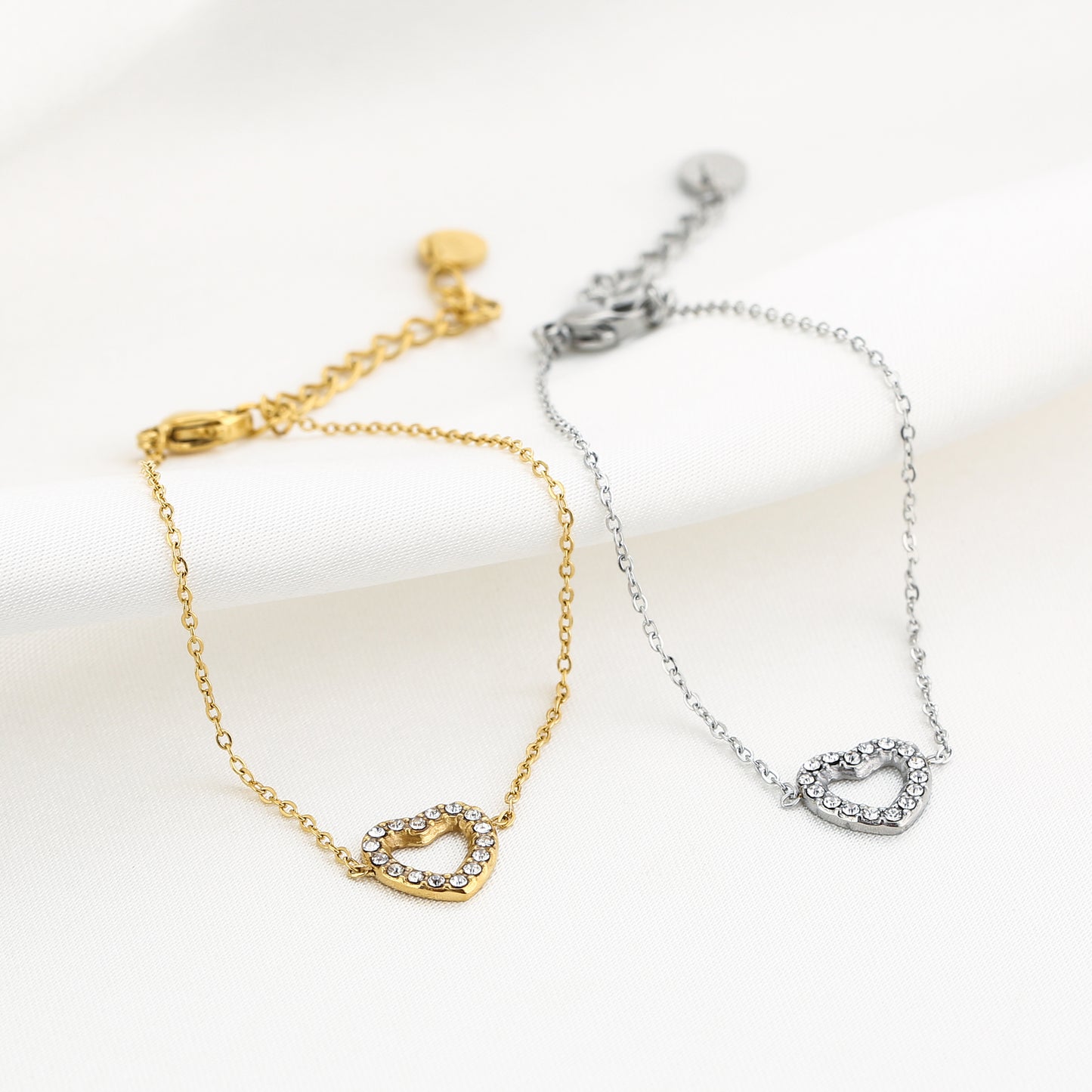 Armband golden heart zilver