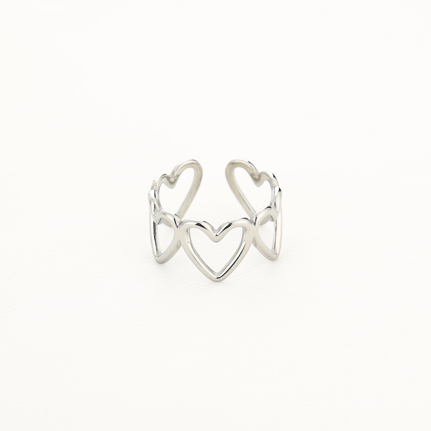 Ring met hartjes zilver