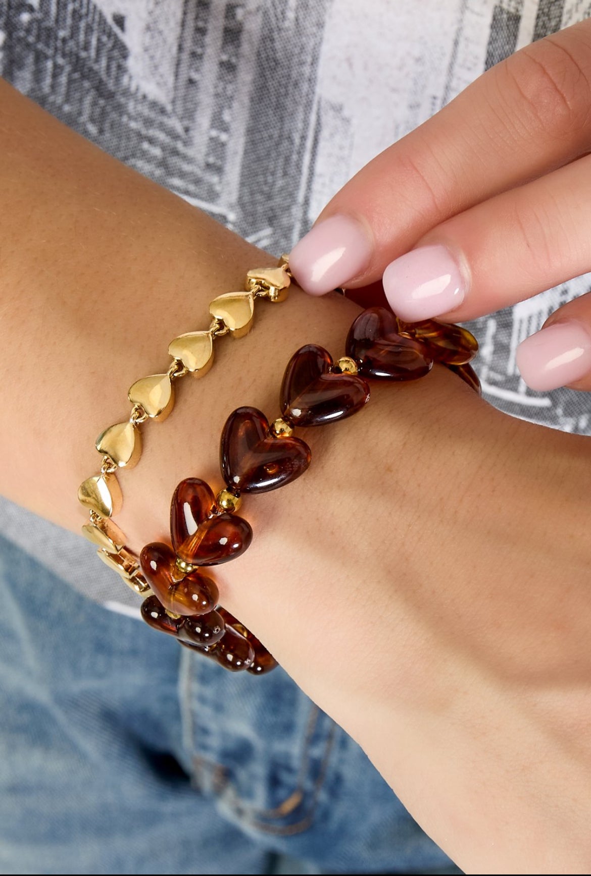 Armband hartjes chain goud