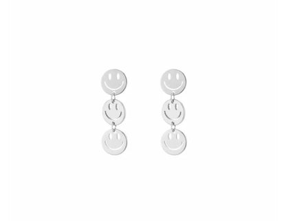 Oorbellen met smileys zilver