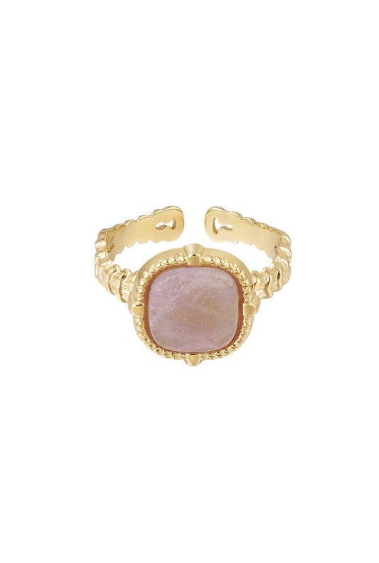 Ring natuursteen lila goud