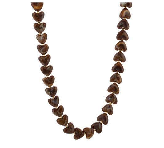 Ketting met bruine hartjes