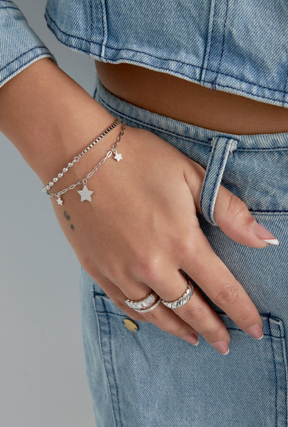 Armband met sterretjes bedels zilver