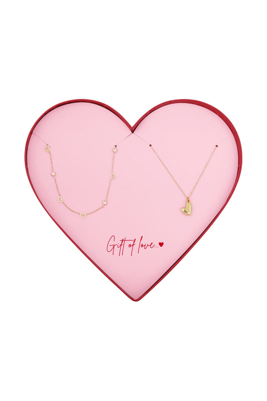 Gift set Hartjes kettingen goud