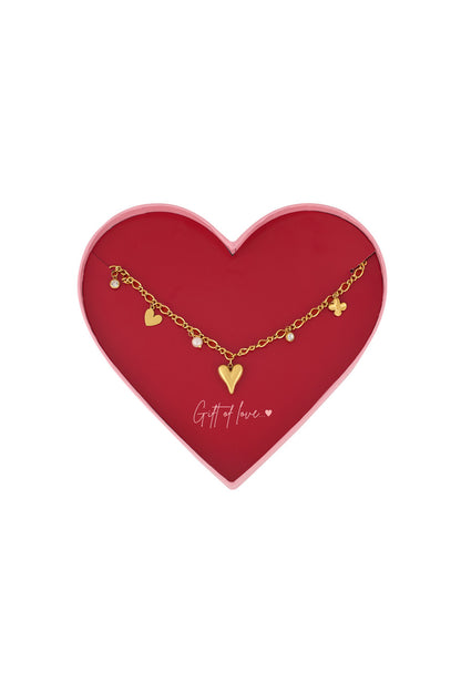 Gift set bedelketting met hartjes goud