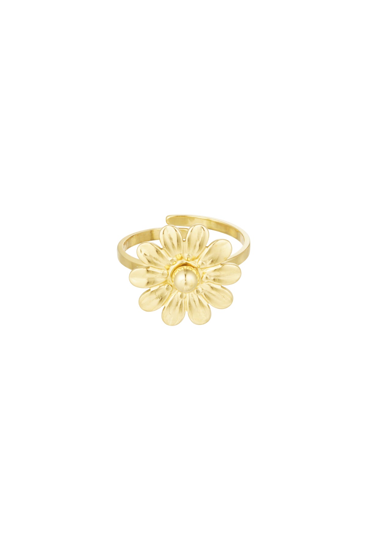 Ring met ronde bloem goud