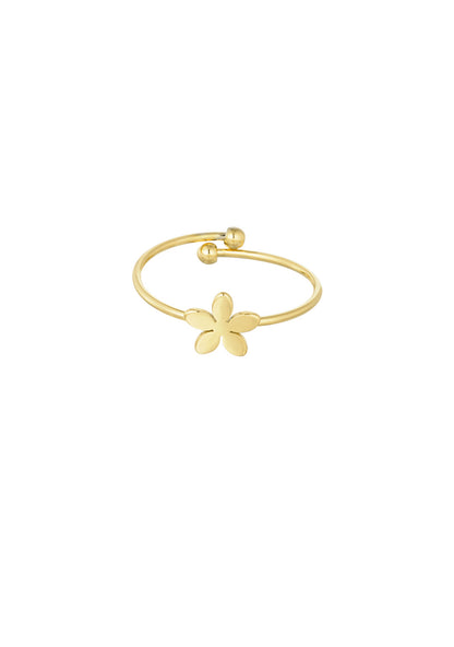 Ring met klein bloemetje goud