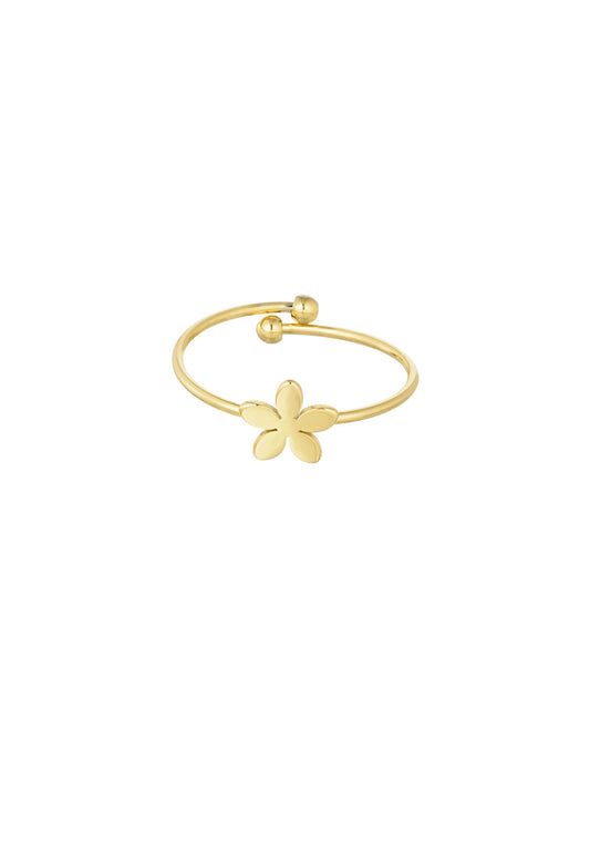 Ring met klein bloemetje goud
