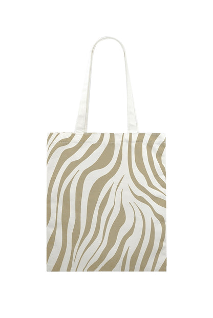 Canvas tas zebraprint beige
