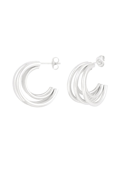 Oorbellen double twisted zilver