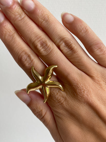 Ring zeester groot goud