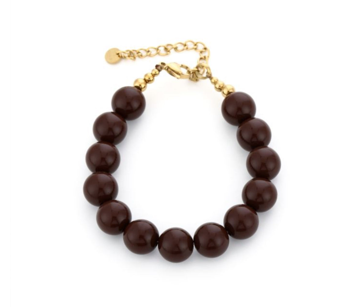 Armband met bruine kralen