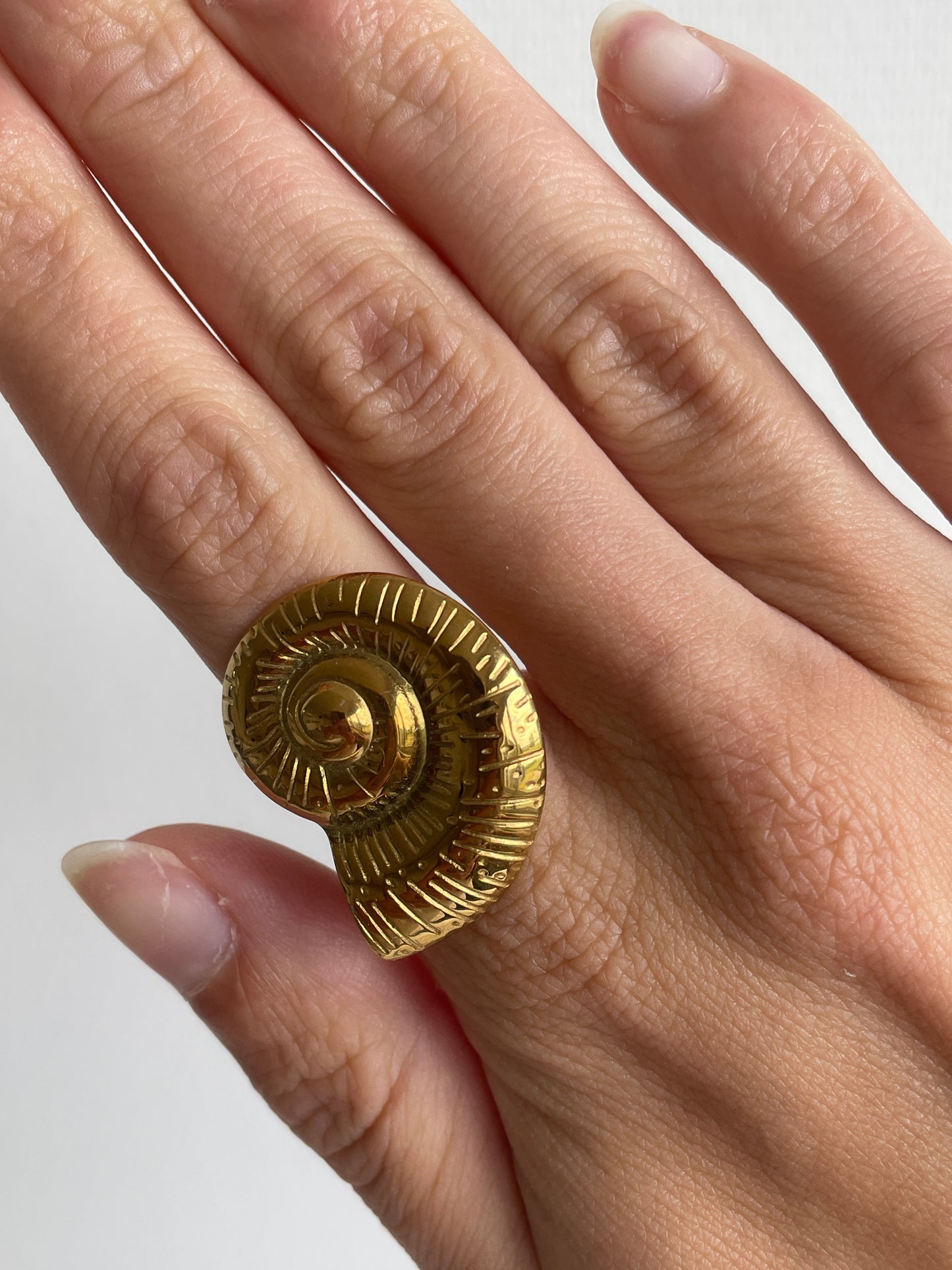 Ring ronde schelp goud