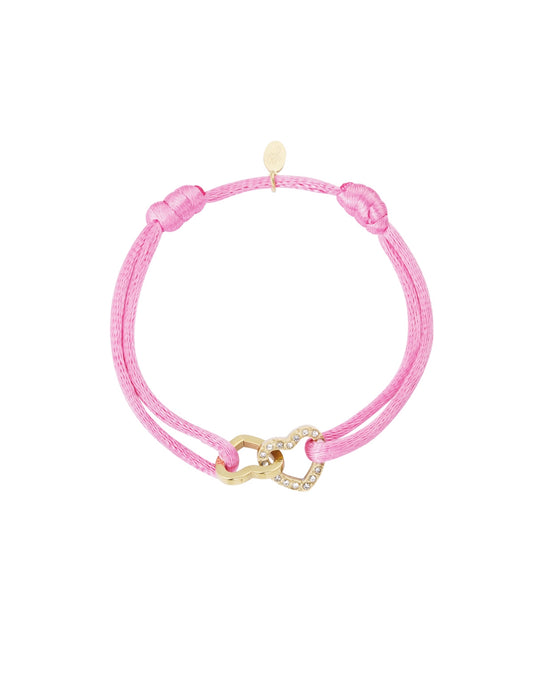 Armband satin hearts roze