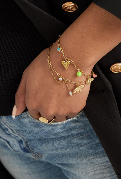 Armband met gekleurde bedels goud